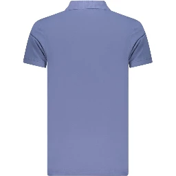 Blue Cotton Men Polo