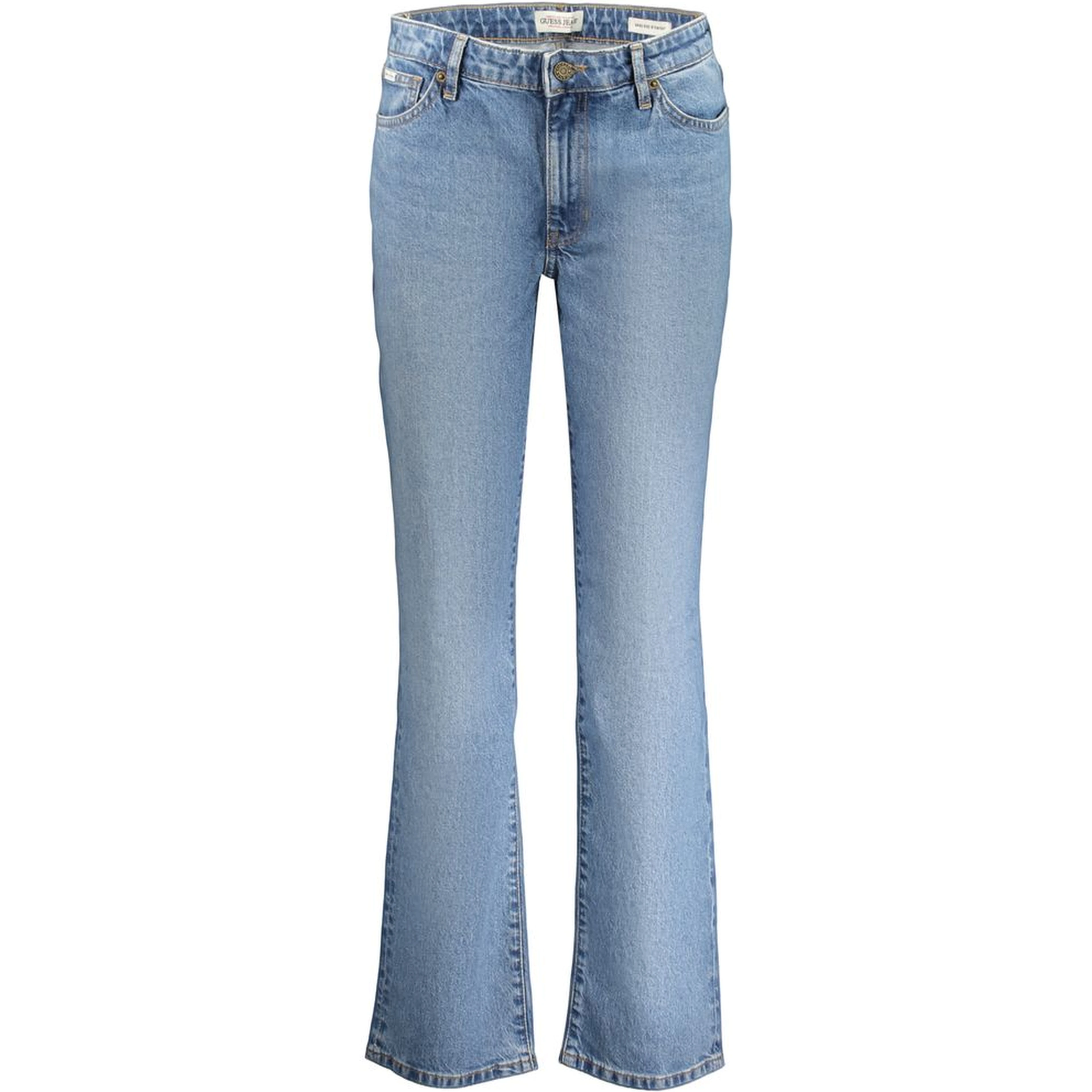 Blue Cotton Straight-Leg Jeans