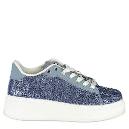 Blue Polyester Platform Sneakers