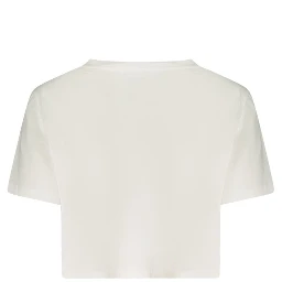 White Cotton Women T-Shirt