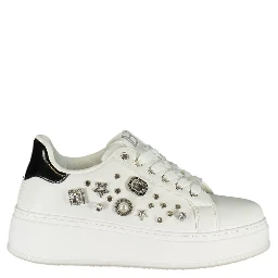 White Polyurethane Women Sneaker