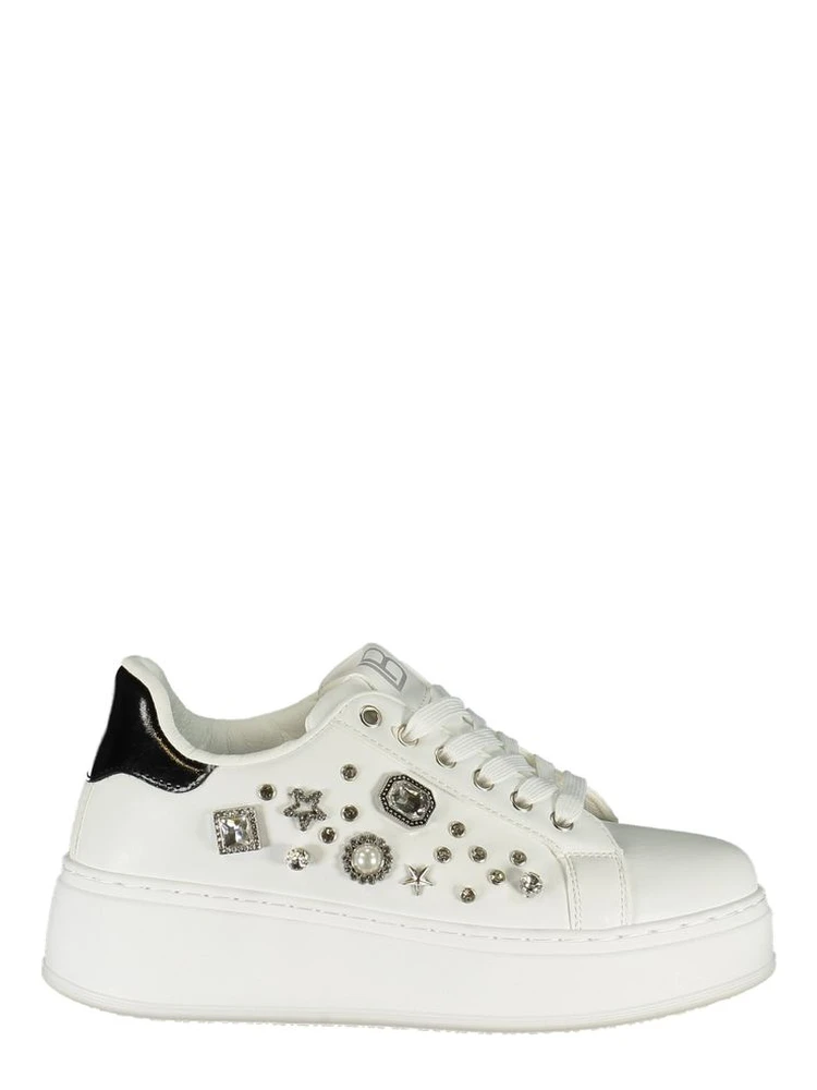 White Polyurethane Women Sneaker