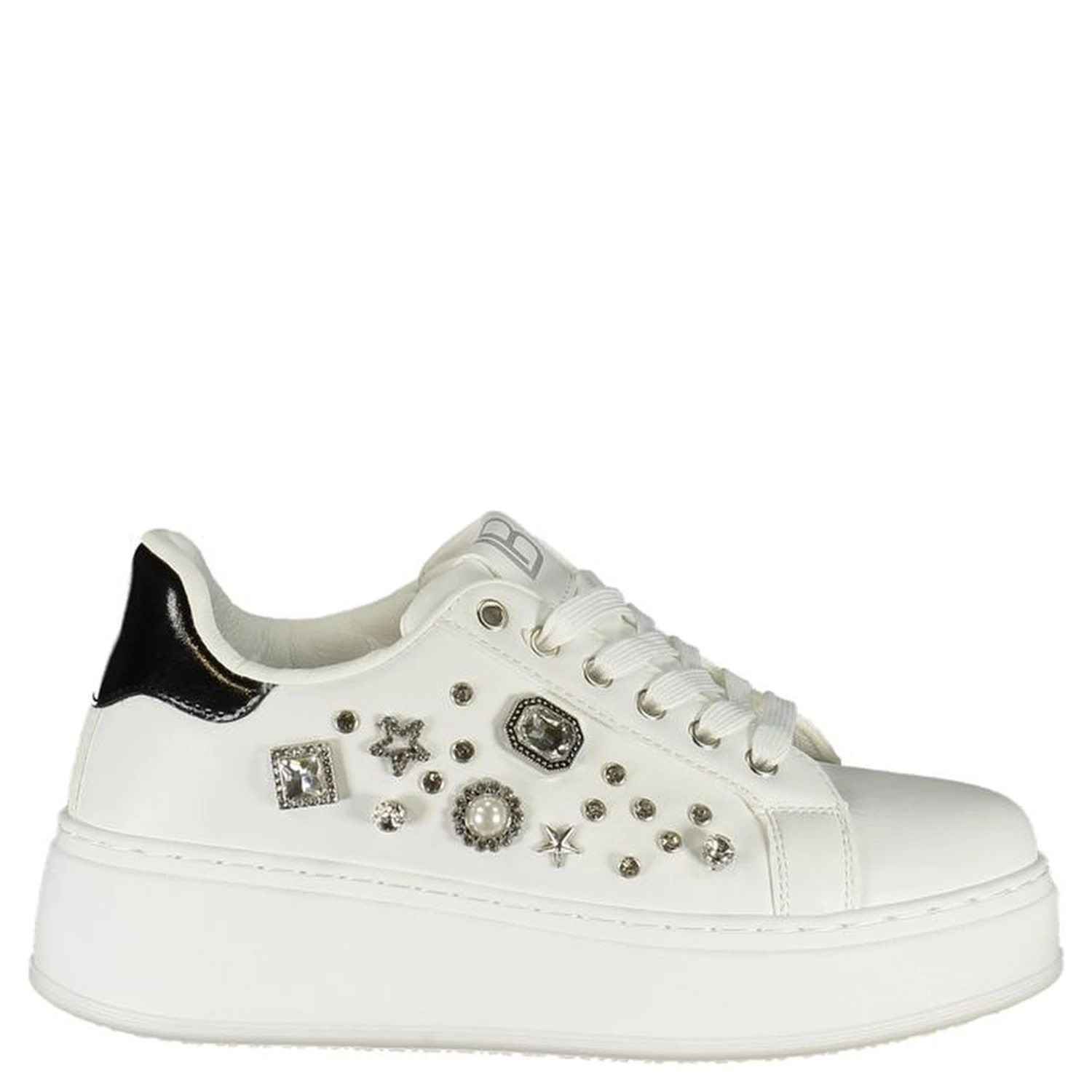 White Polyurethane Women Sneaker