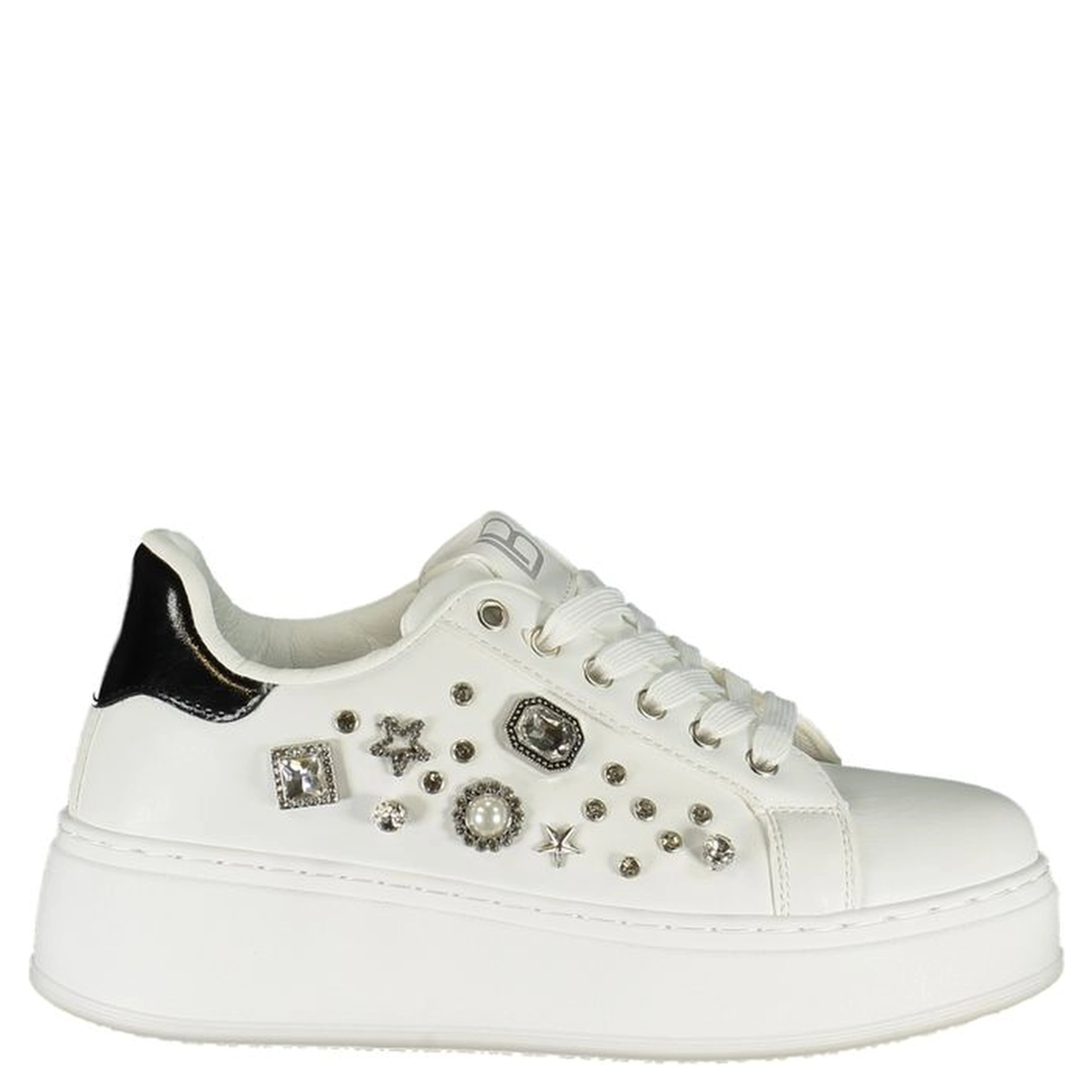 White Polyurethane Women Sneaker