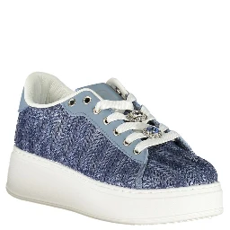 Blue Polyester Platform Sneakers