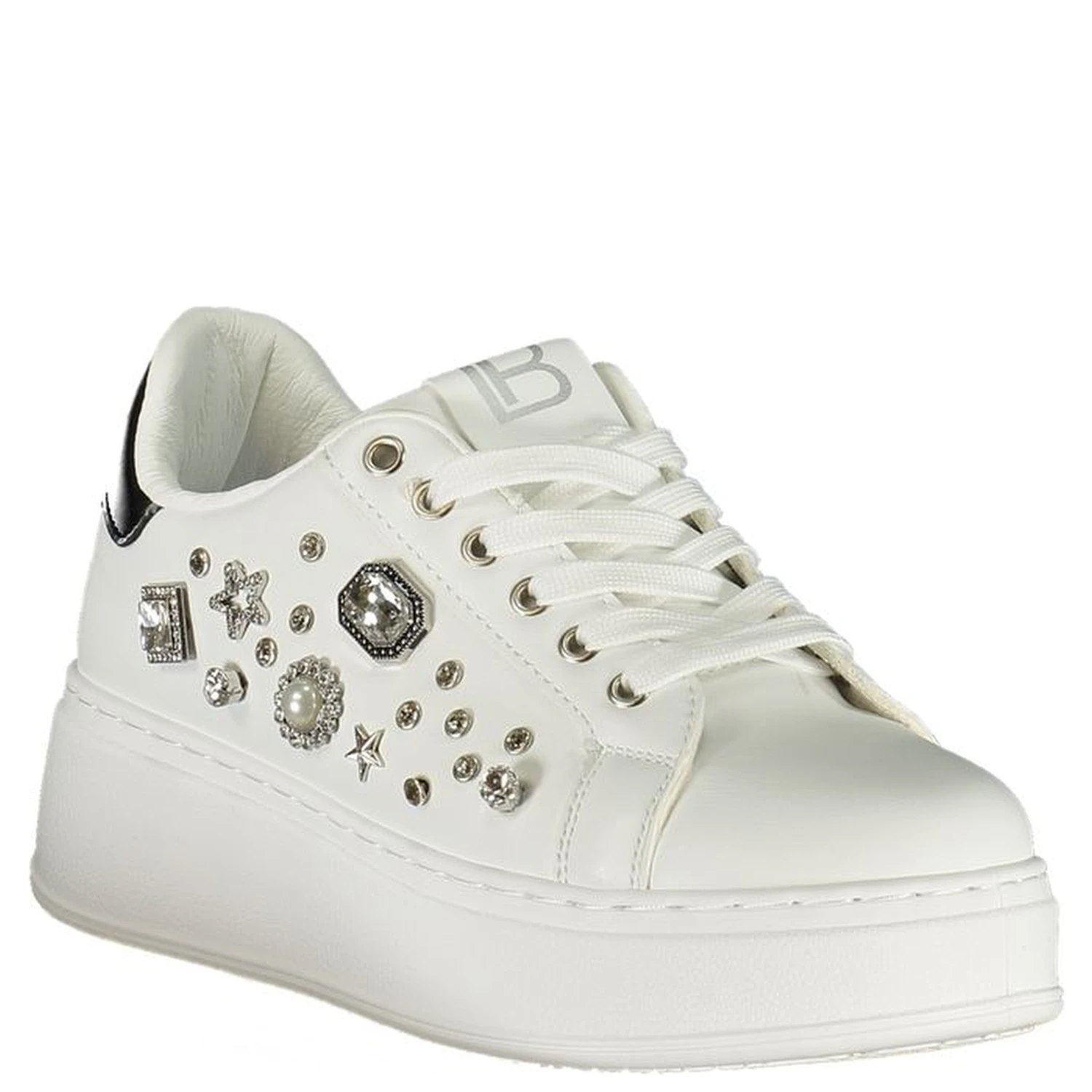White Polyurethane Women Sneaker