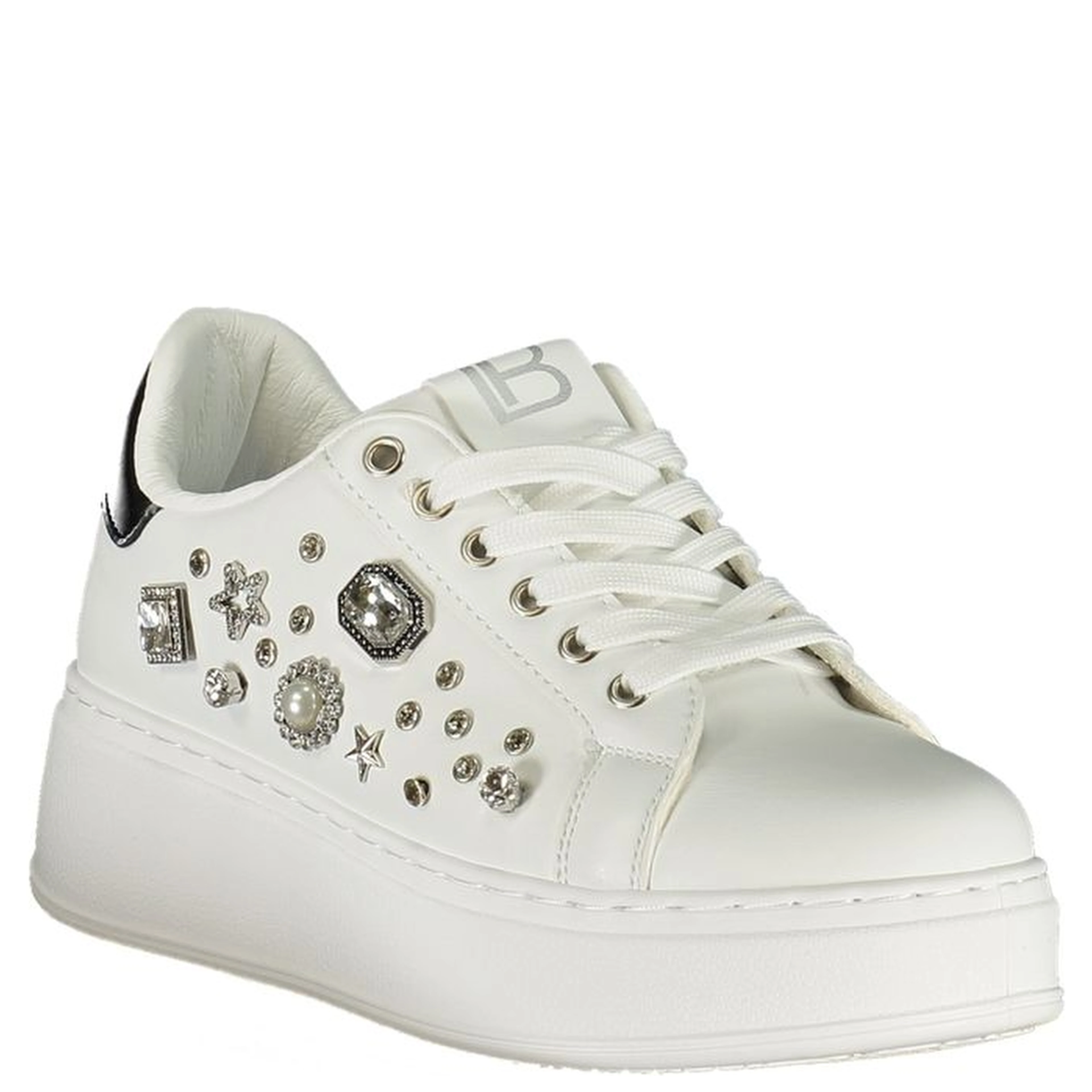 White Polyurethane Women Sneaker
