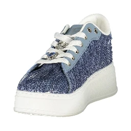 Blue Polyester Platform Sneakers