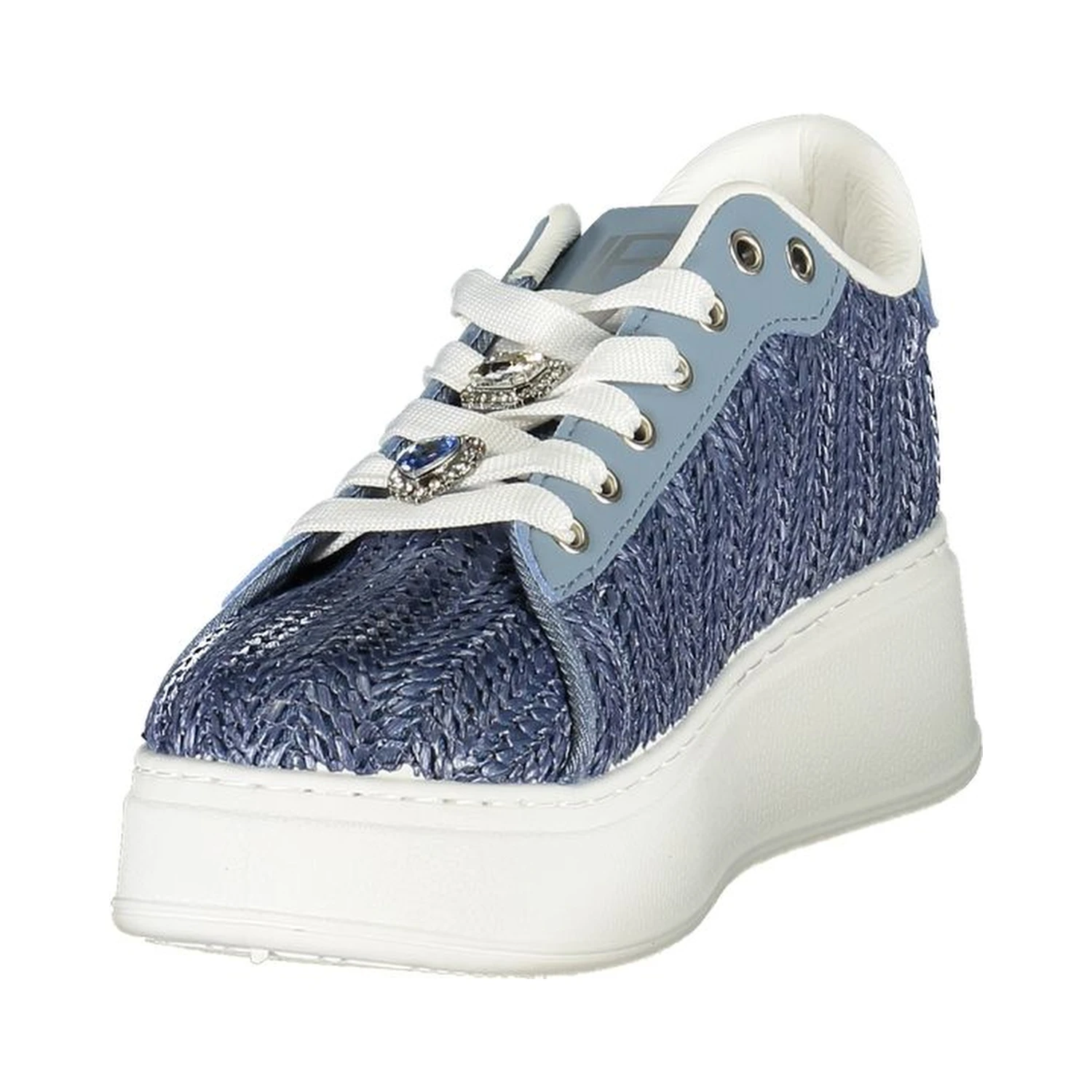 Blue Polyester Platform Sneakers