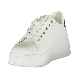 White Polyurethane Women Sneaker