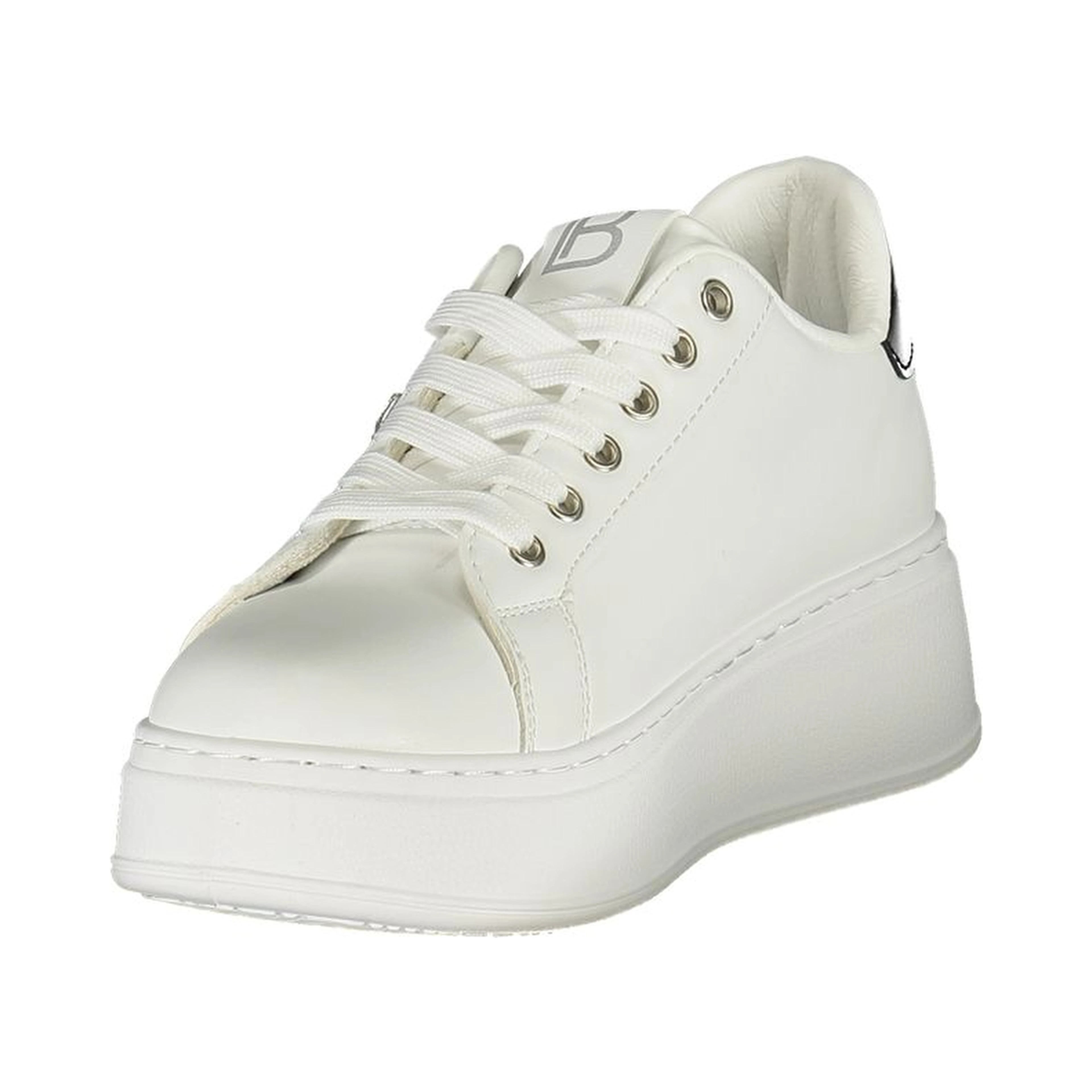 White Polyurethane Women Sneaker