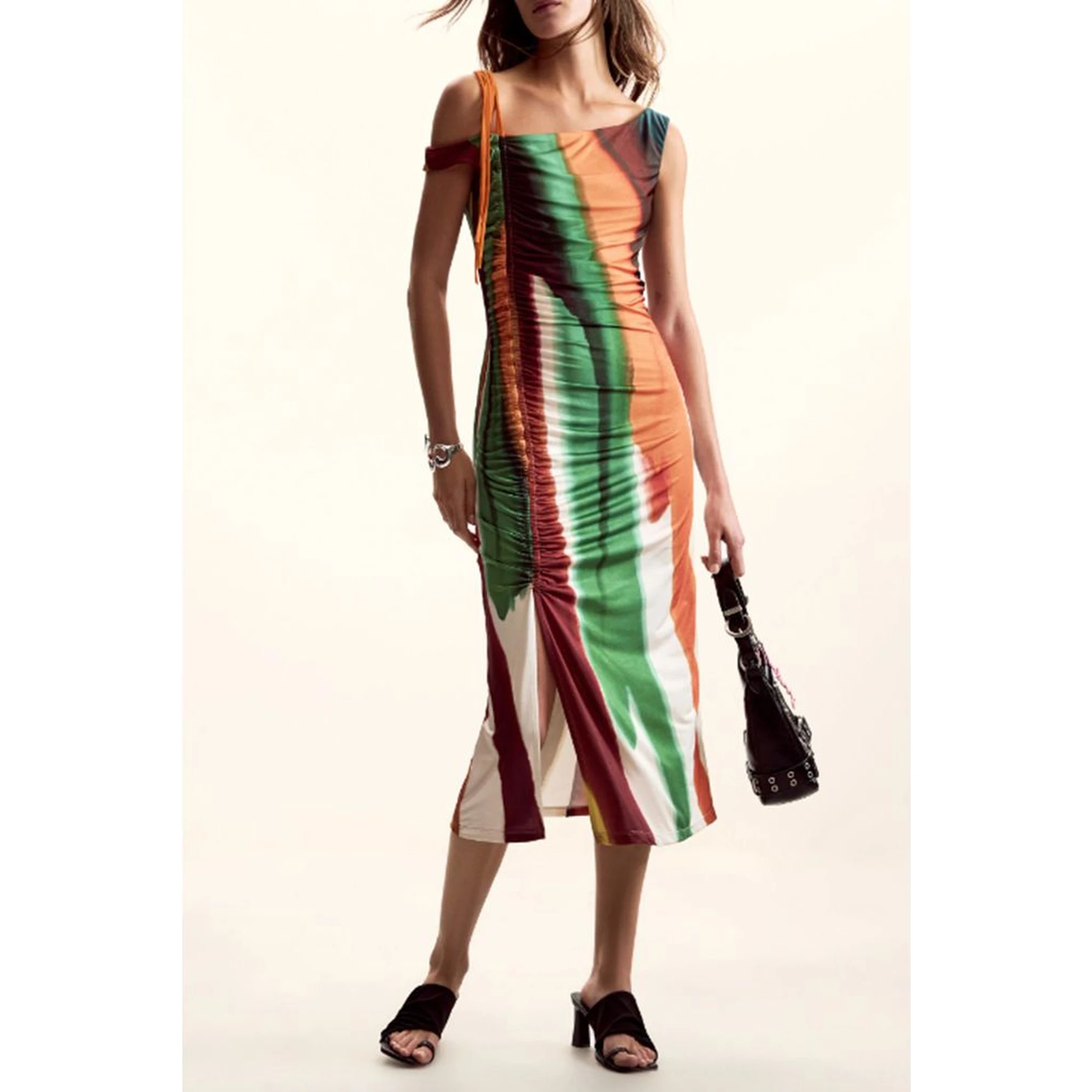 Marrone Polyester Women Dress