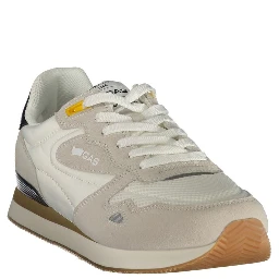 White Polyester Athletic Sneakers