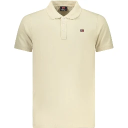 Beige Cotton Men Polo Shirt