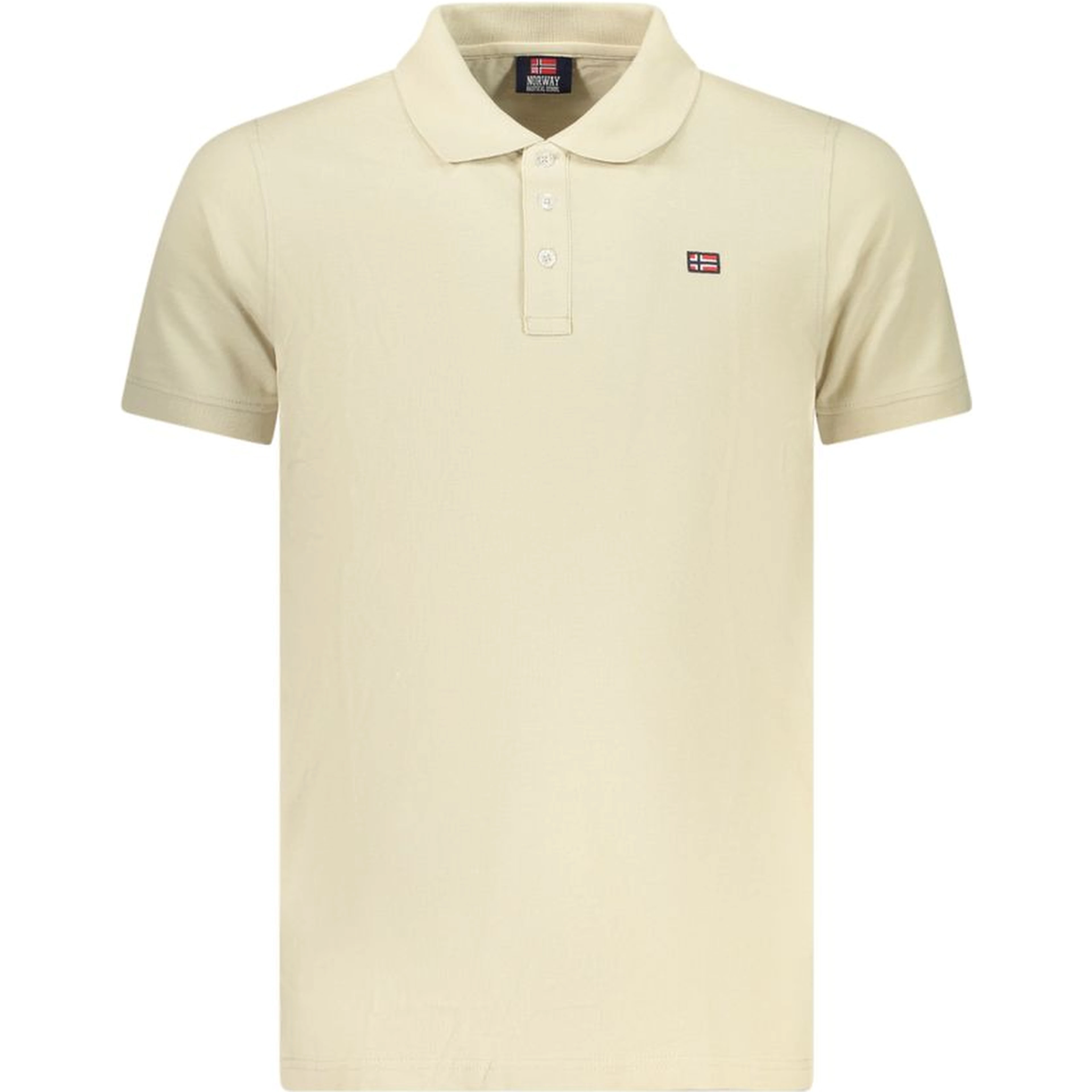 Beige Cotton Men Polo Shirt