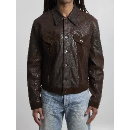 Slim-fit leather blouson