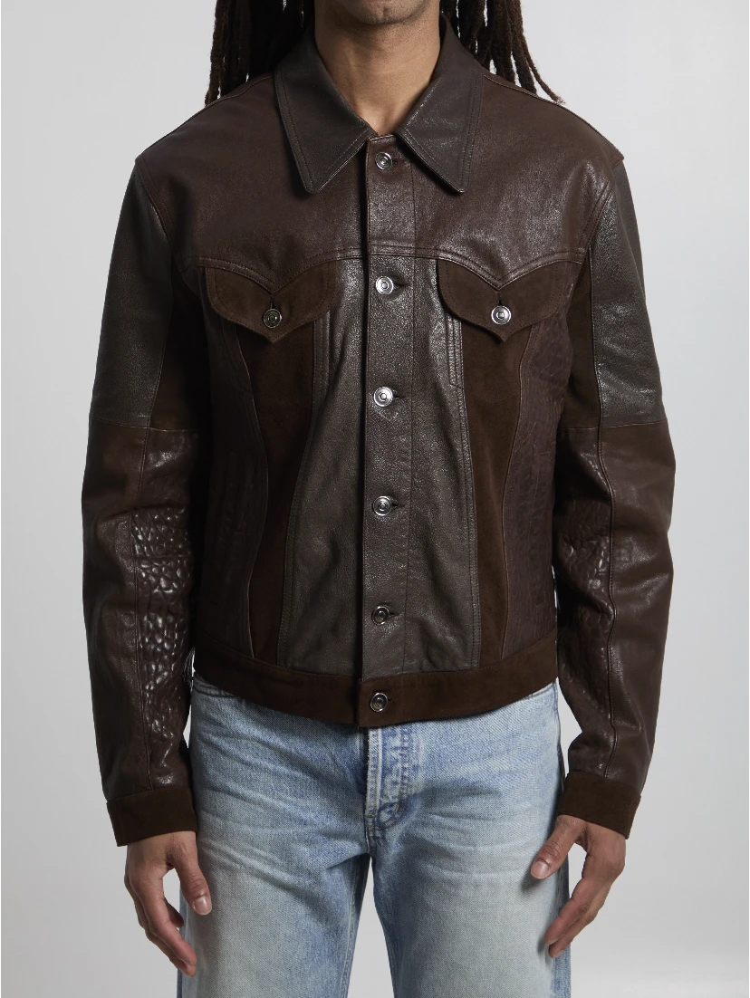 Slim-fit leather blouson
