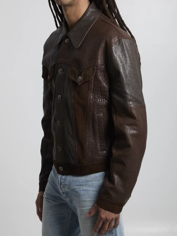 Slim-fit leather blouson alternative