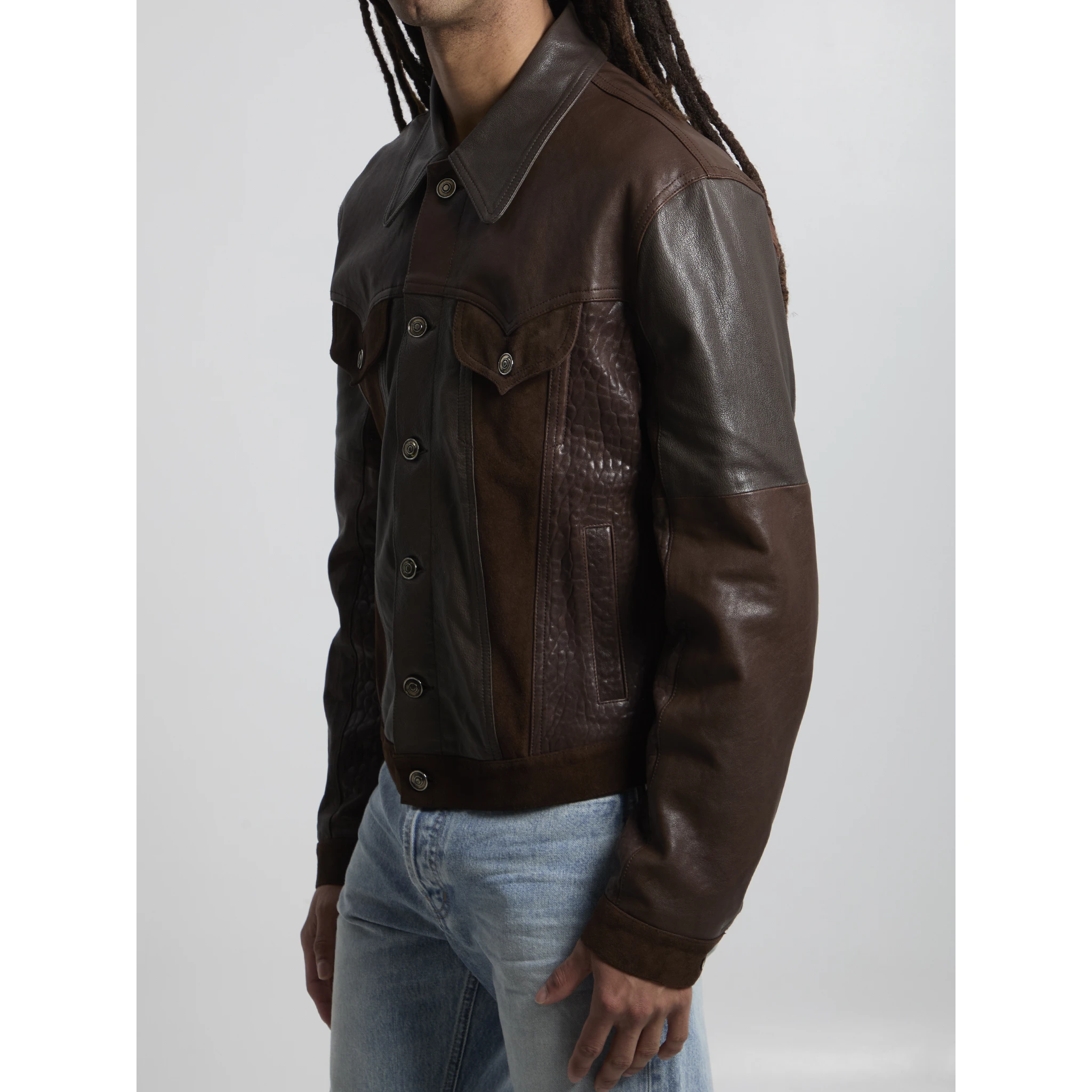 Slim-fit leather blouson