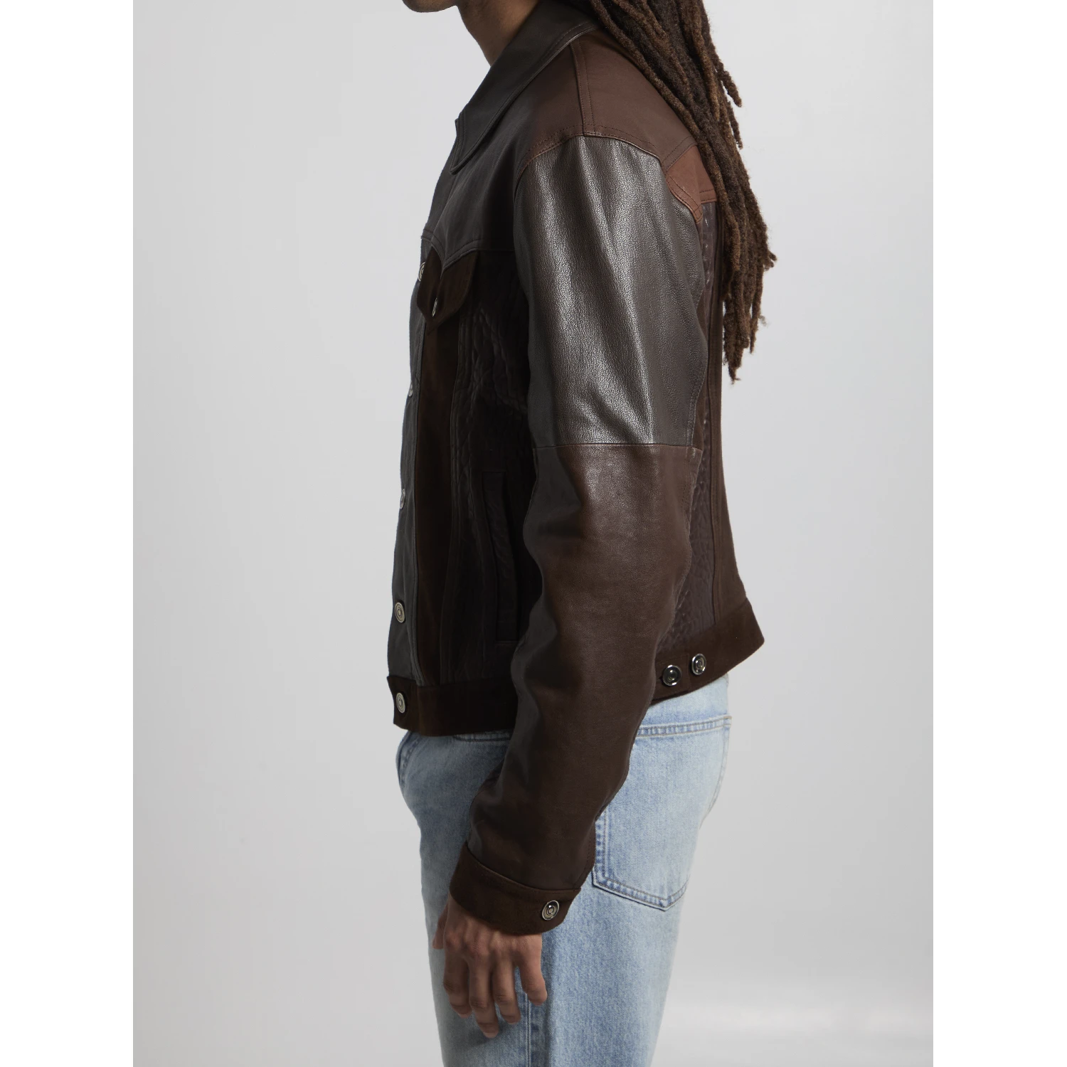Slim-fit leather blouson