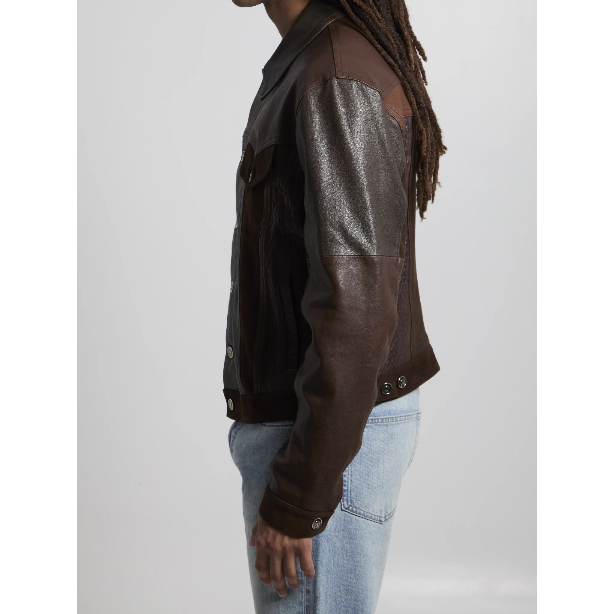 Slim-fit leather blouson