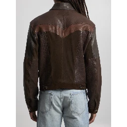 Slim-fit leather blouson