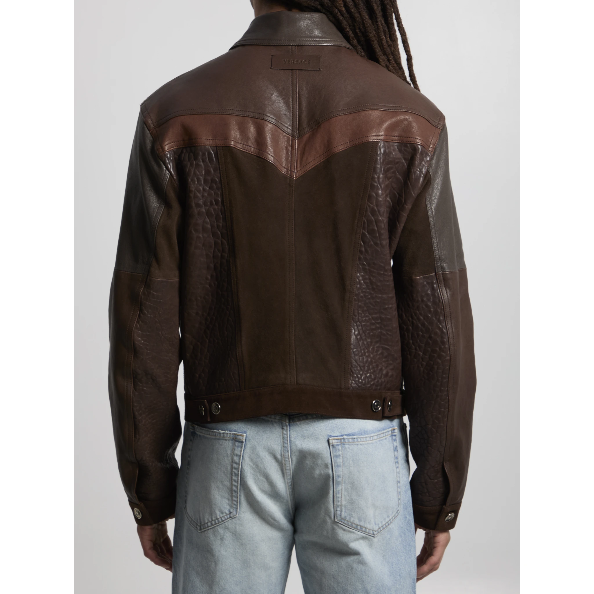 Slim-fit leather blouson
