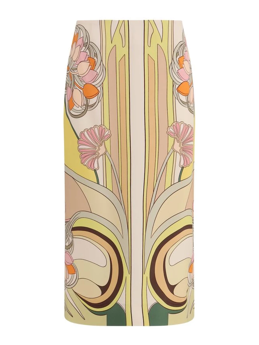 Multicolor Viscose Long Skirt