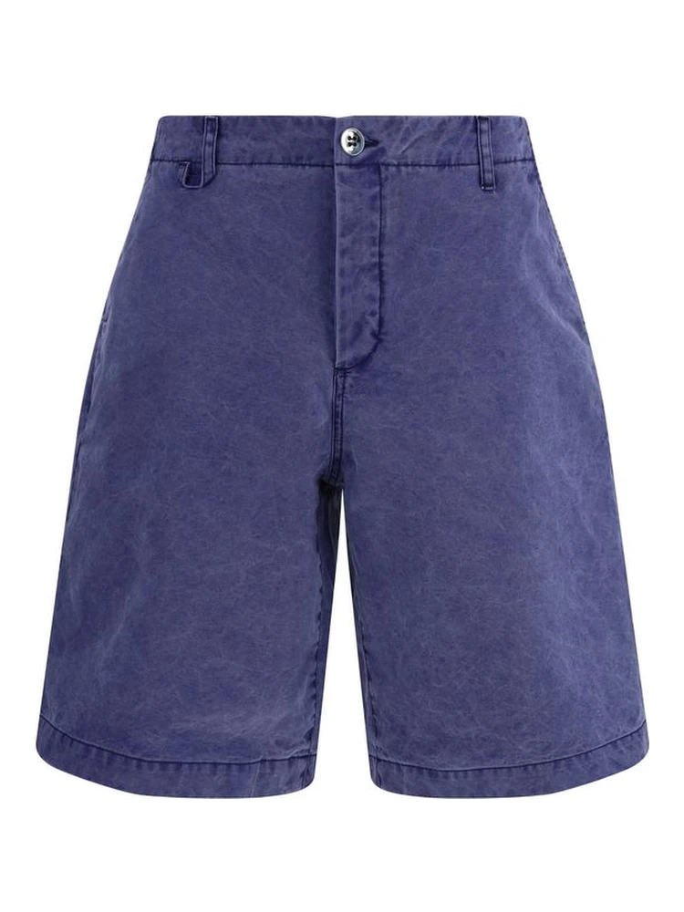 Blue Cotton Bermuda Shorts