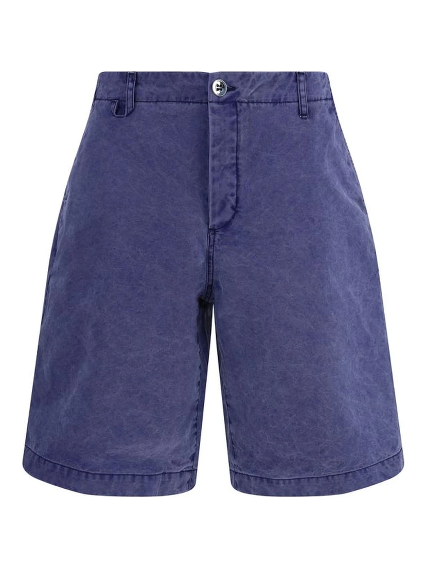Blue Cotton Bermuda Shorts