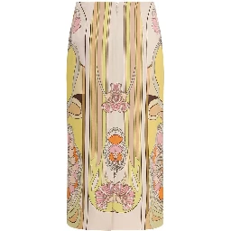 Multicolor Viscose Long Skirt