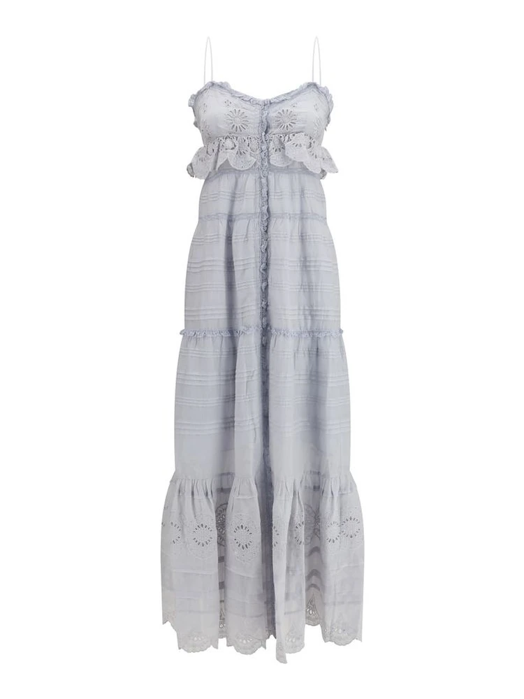 Blue Cotton Casual Dress