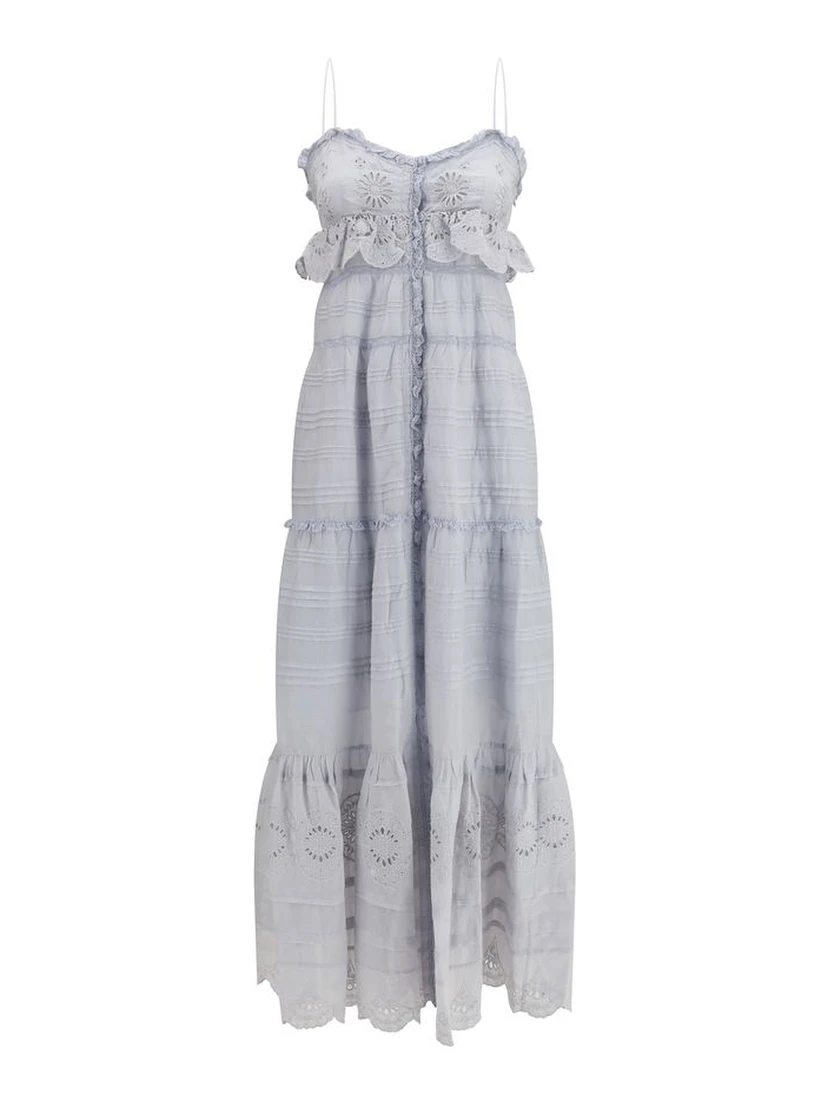 Blue Cotton Casual Dress