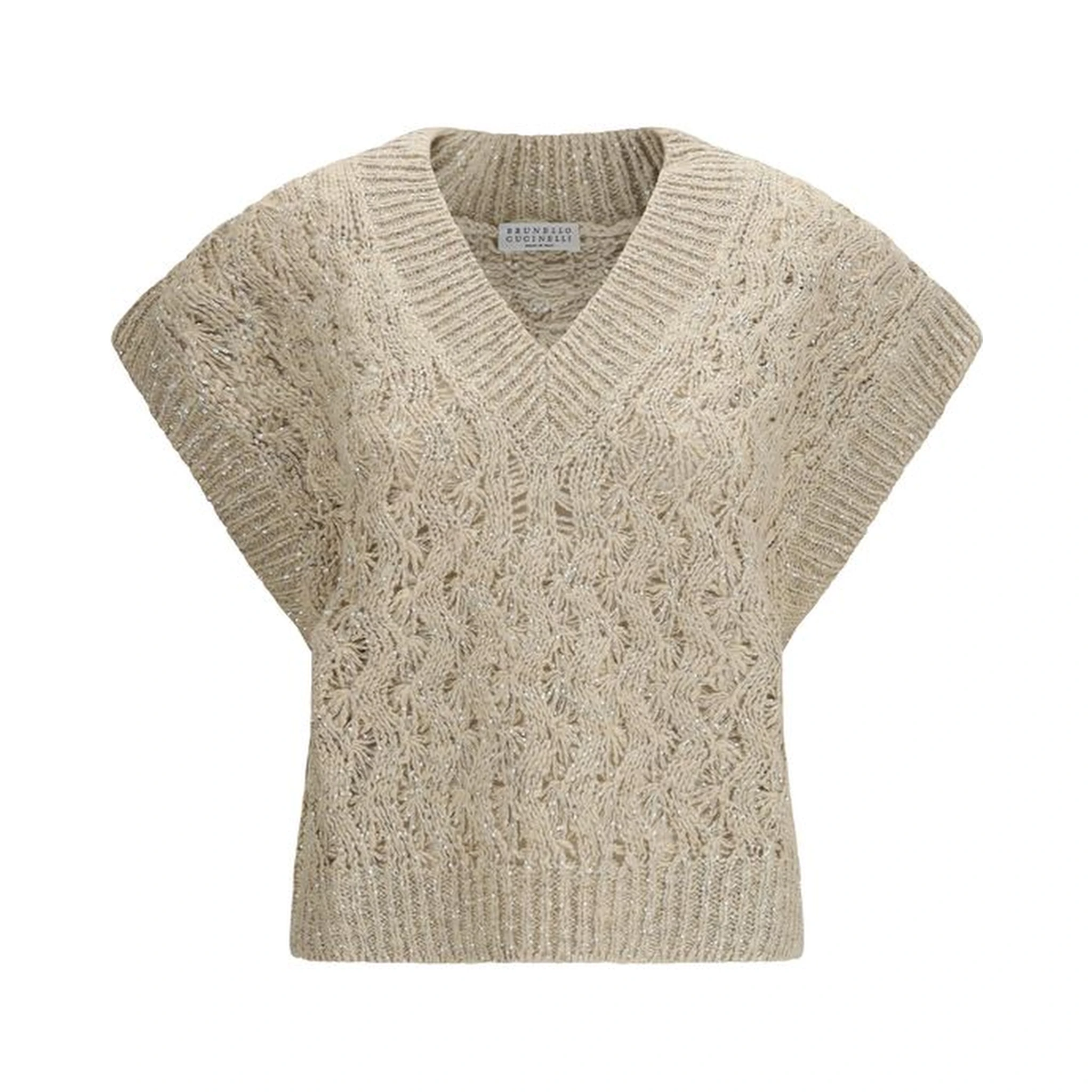 Beige Silk Sleeveles Sweater