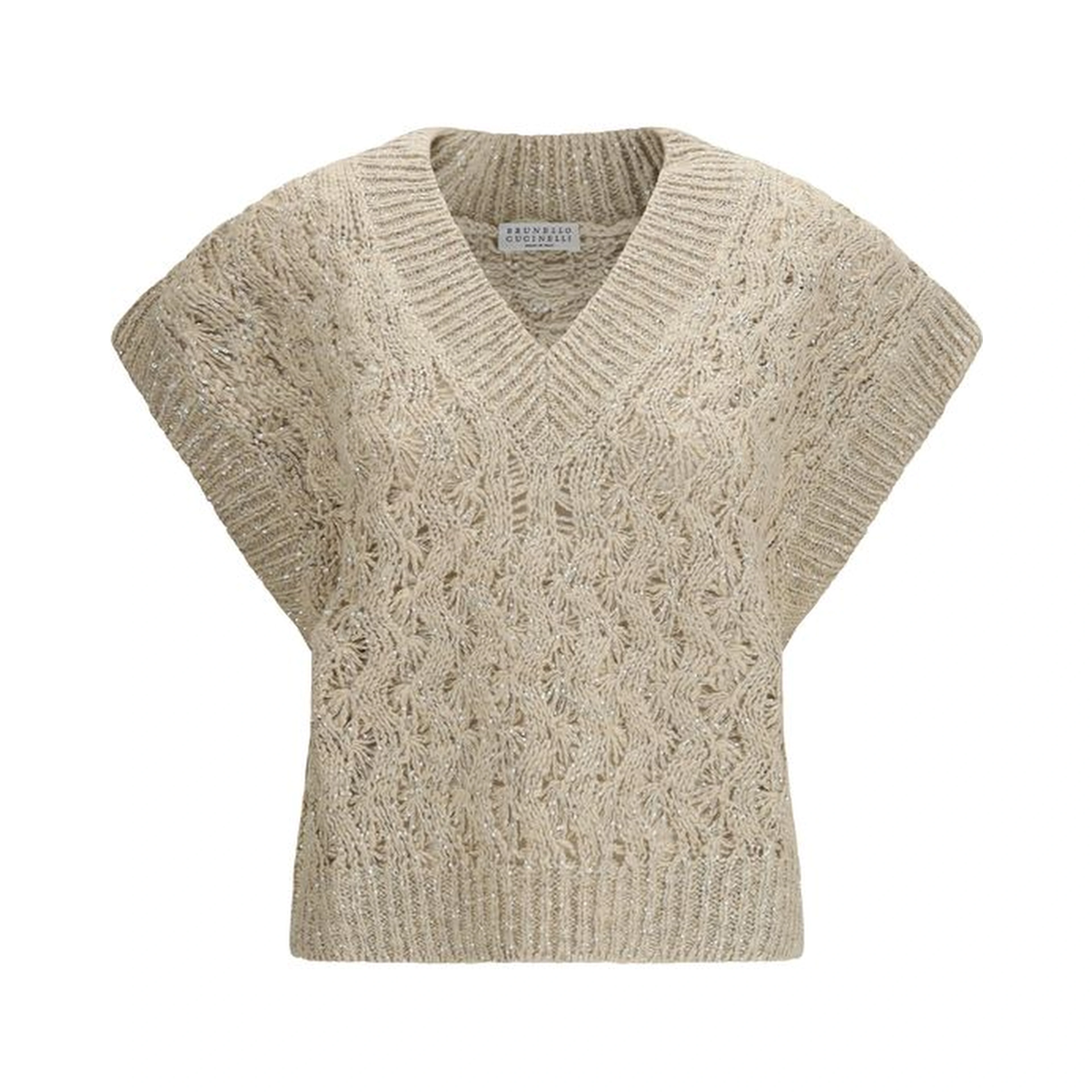 Beige Silk Sleeveles Sweater