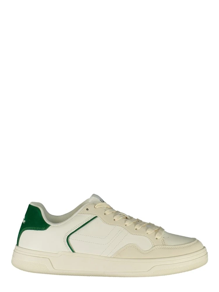 White Polyester Athletic Sneakers