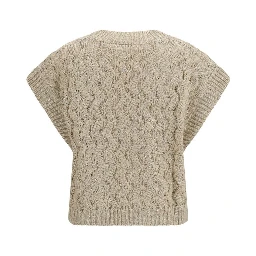 Beige Silk Sleeveles Sweater