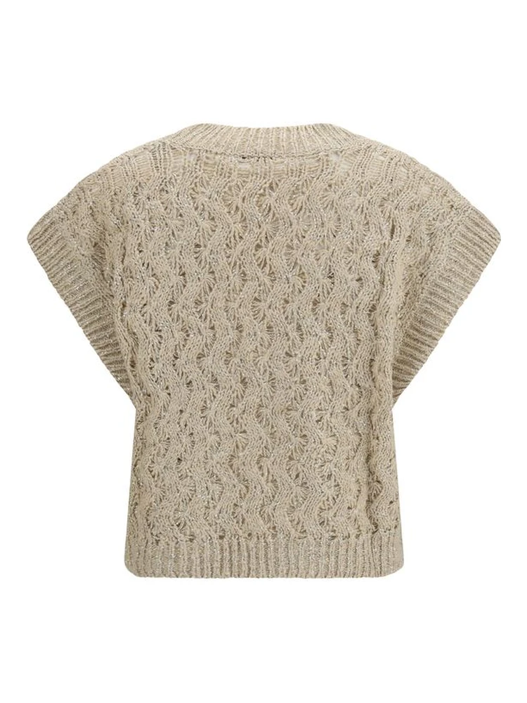 Beige Silk Sleeveles Sweater alternative