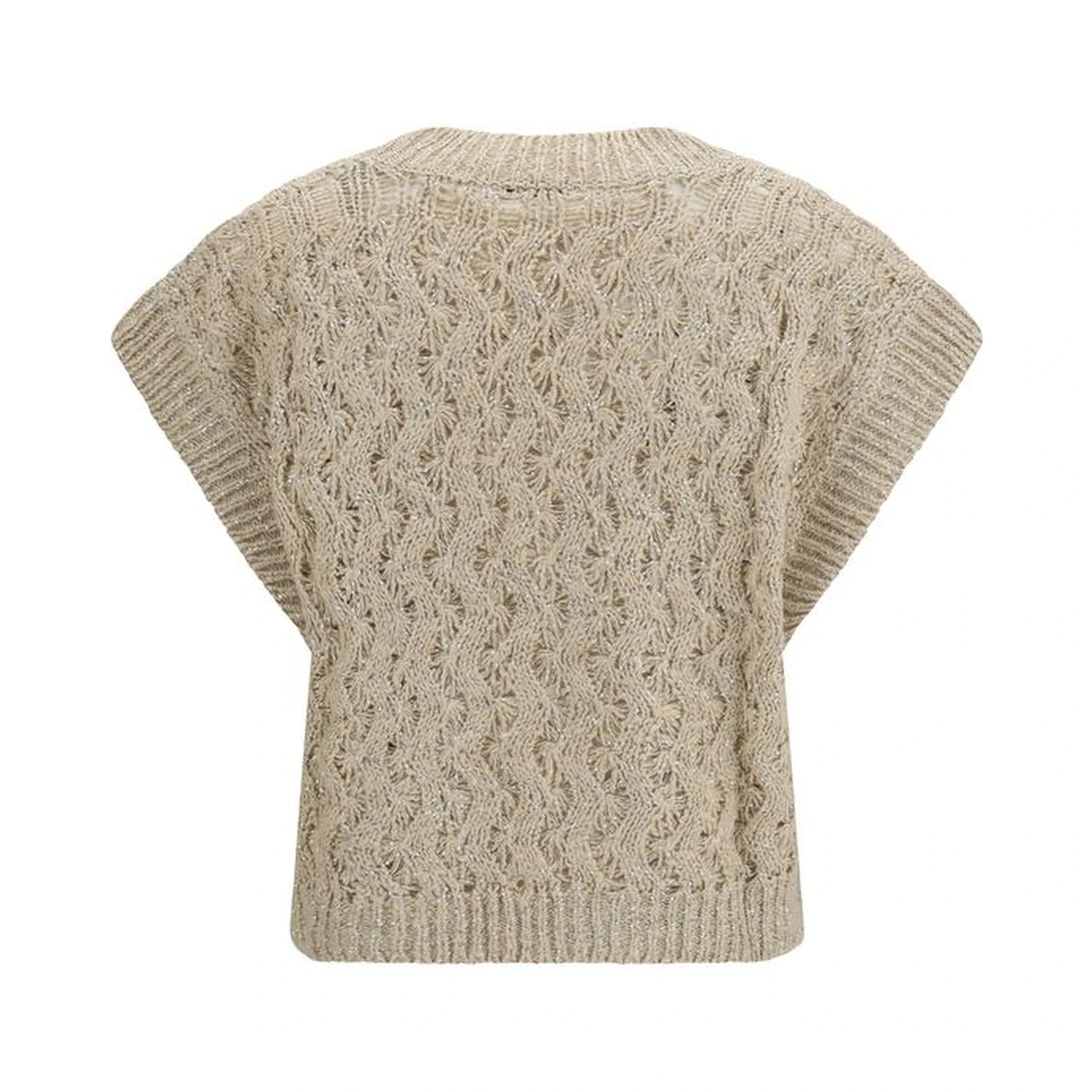 Beige Silk Sleeveles Sweater