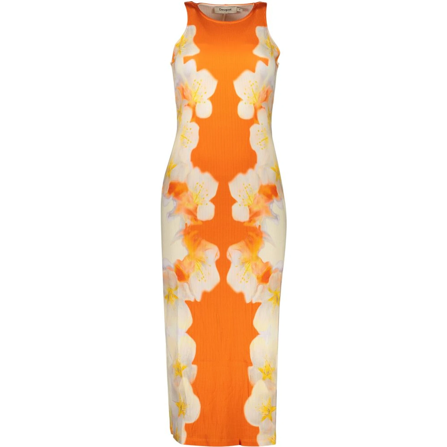 Orange Elastane Casual Dress