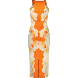 Orange Elastane Casual Dress