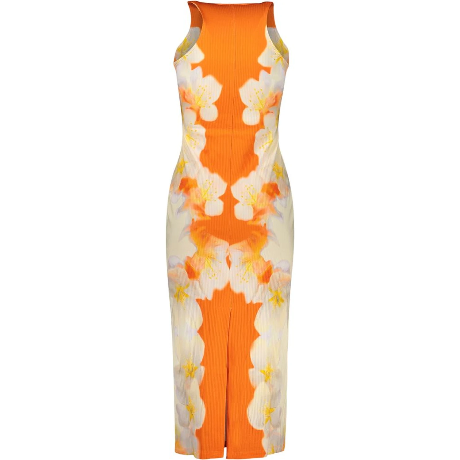 Orange Elastane Casual Dress