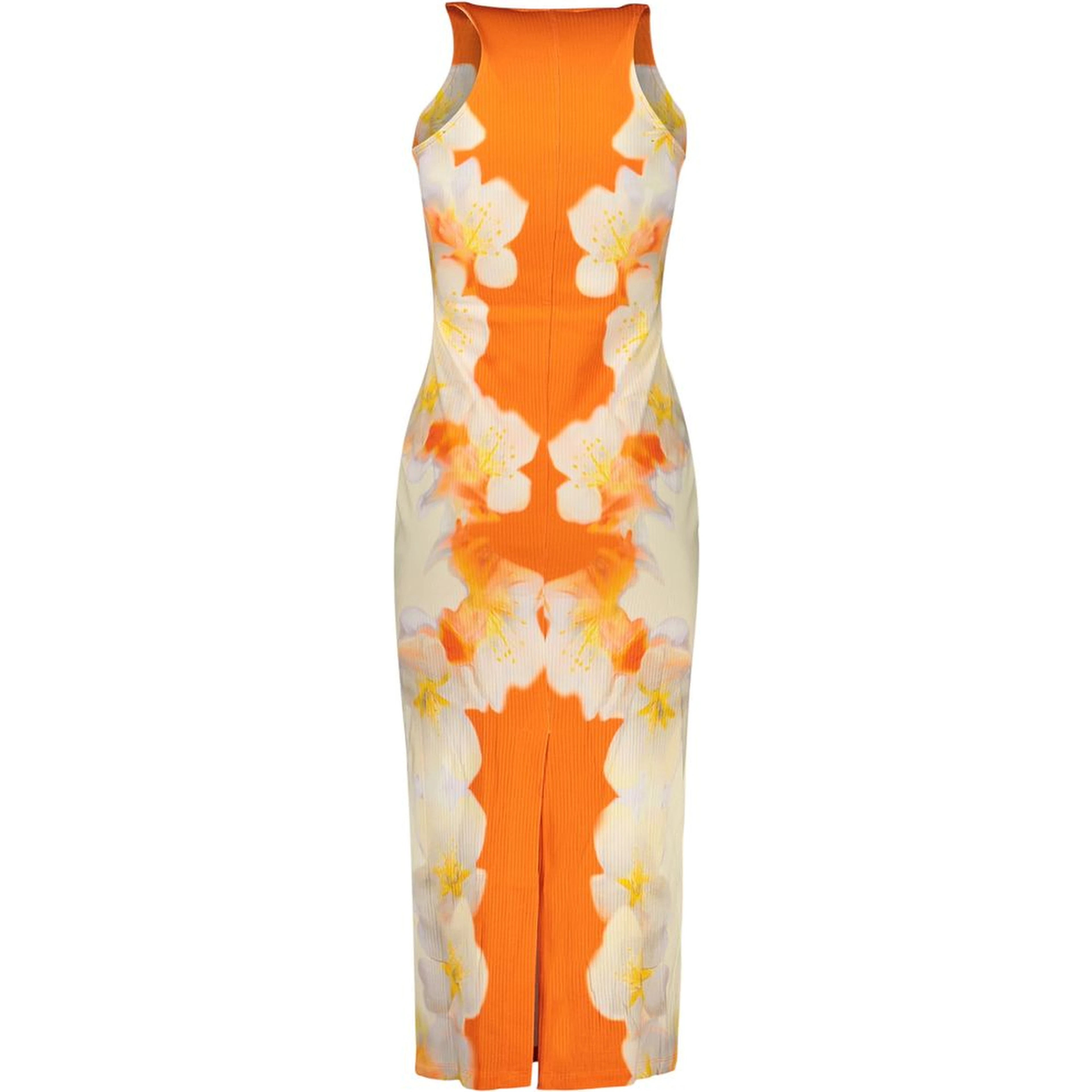 Orange Elastane Casual Dress