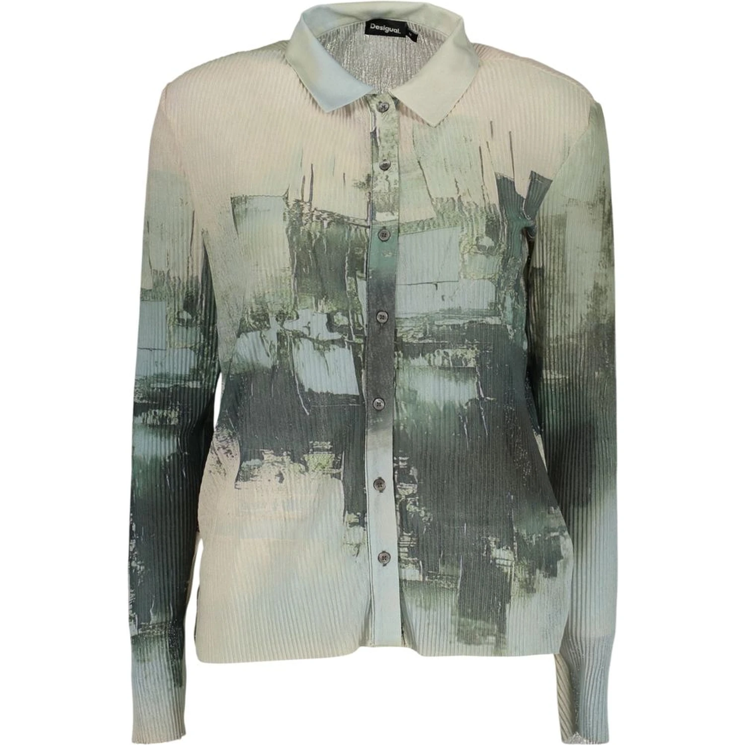Green Polyester Pattern Shirt