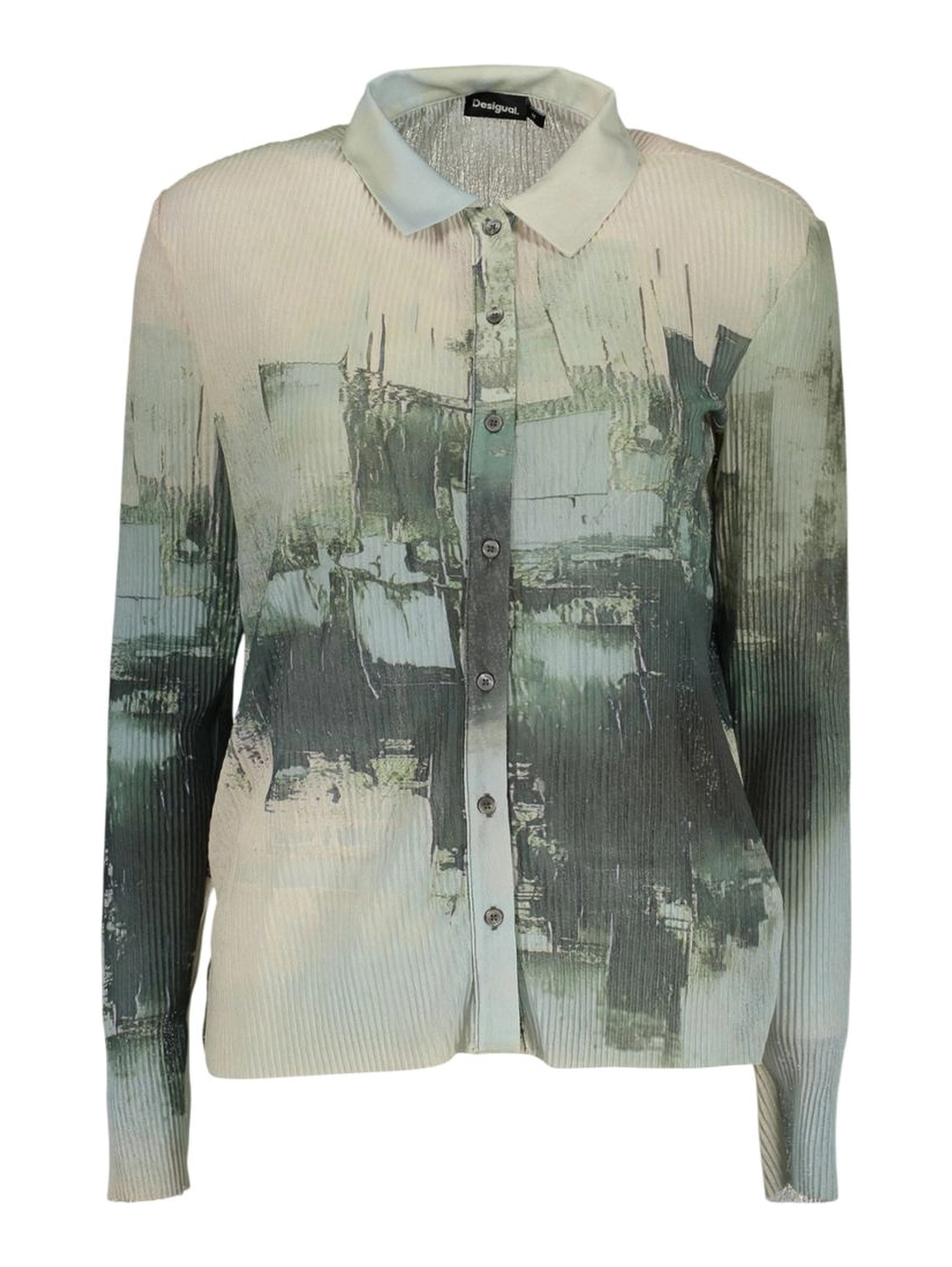 Green Polyester Pattern Shirt