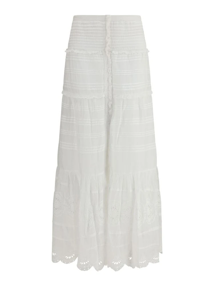 White Viscose Long Skirt