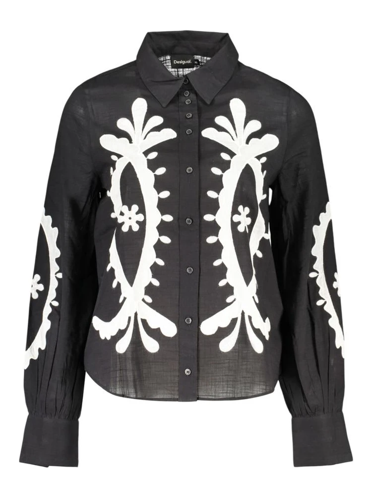 Black Cotton Pattern Shirt