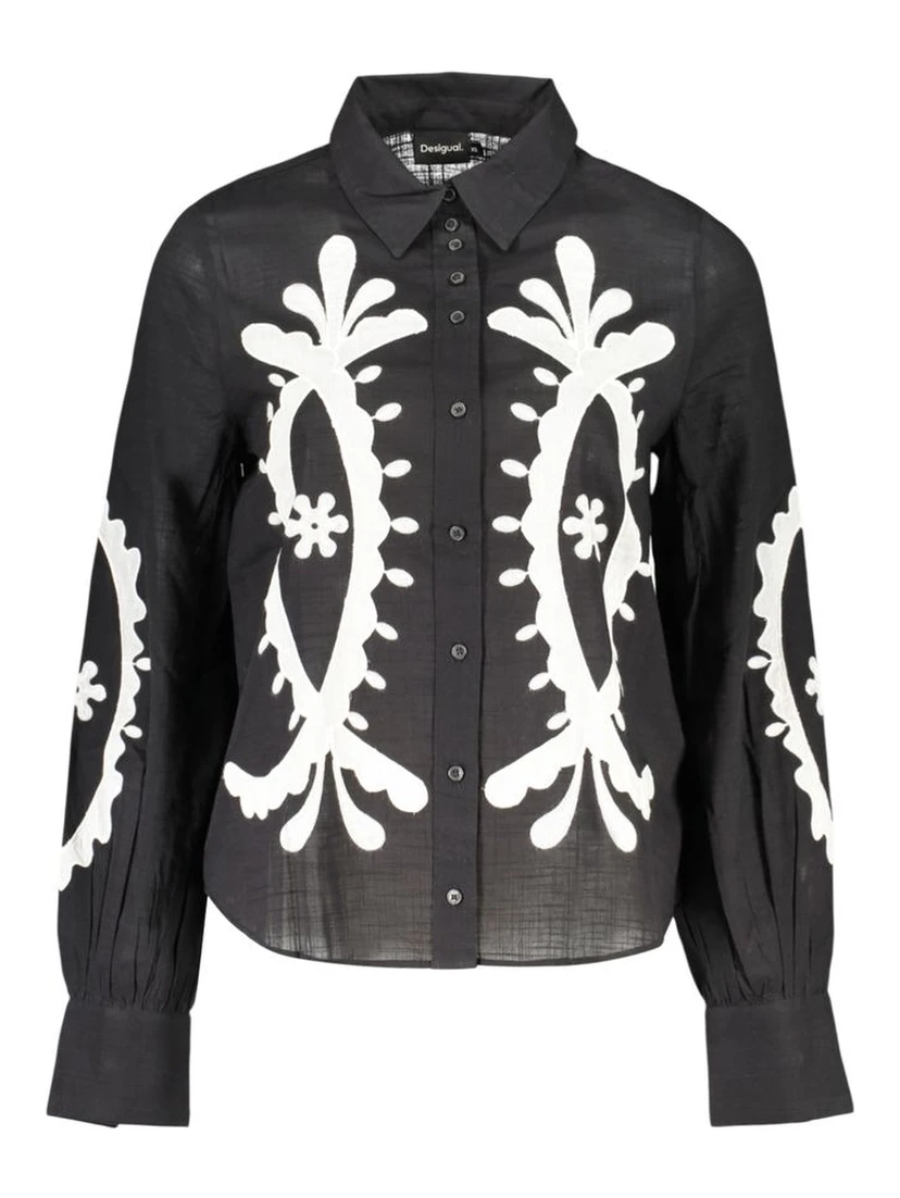 Black Cotton Pattern Shirt