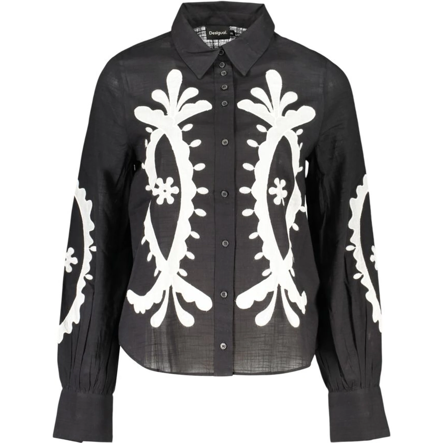 Black Cotton Pattern Shirt
