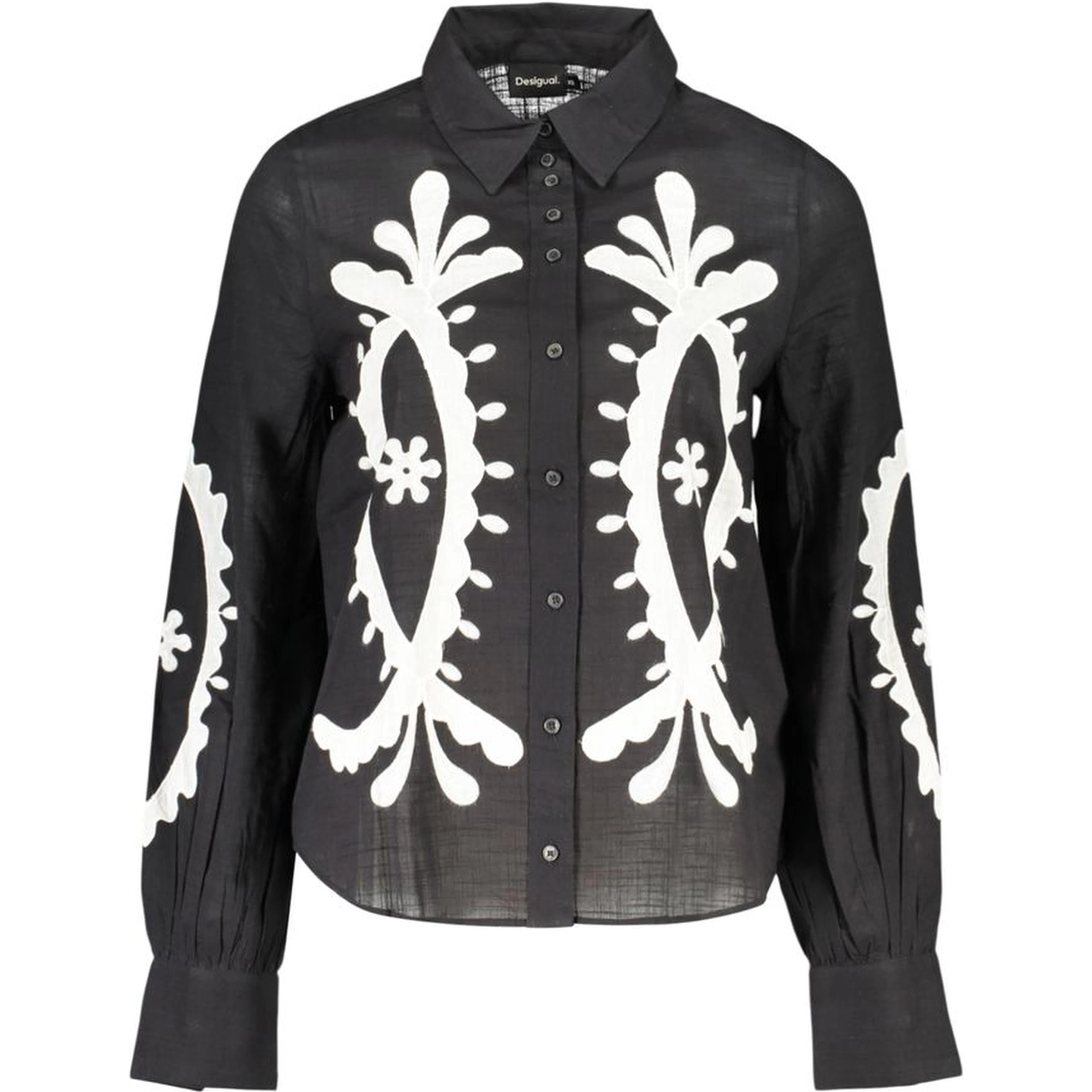 Black Cotton Pattern Shirt